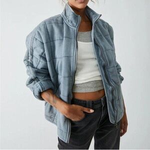 Free People Dolman Quilted Knit Jacket Top Oversized Zip-up Slouchy, size medium